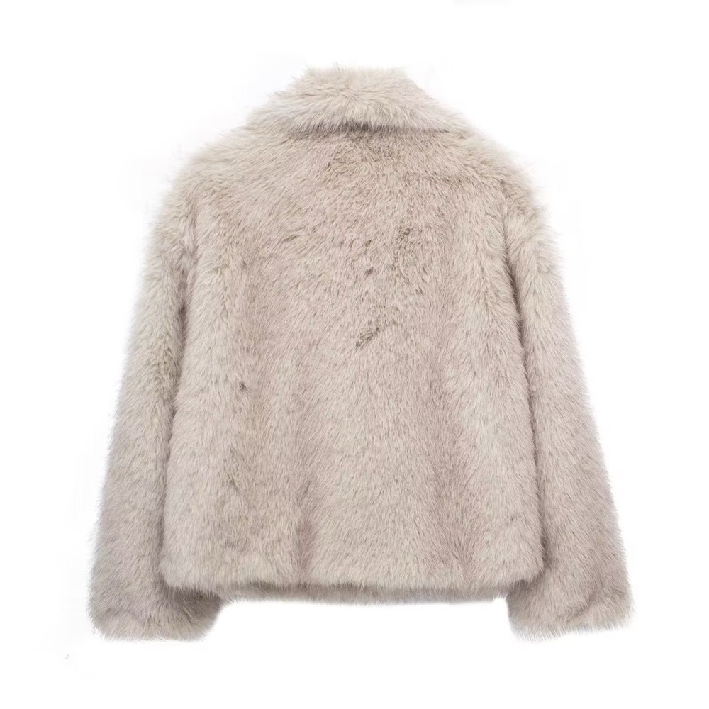 Higgins Winter Sherpa Plush Thicken Lapel Outwear Color Beige Sizes XS, S, M, L - Picture 3 of 3